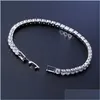 Tennis De Luxe 4Mm Cubique Zircone Tennis Bracelets Glacé Chaîne Cristal Bracelet De Mariage Pour Femmes Hommes Or Sier Bijoux Dro Dhgarden Dhkcm