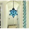 Lâmpadas pendentes estilo mediterrâneo Blue Glass Star Candelier Balcony Corredor Living Room Creative