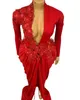 Kırmızı Aso Ebi Uzun Kollu Deniz Kızı Akşam Elbiseleri Kara Kızlar İçin Çiçek Balo Kıyafetleri Boncuklu Boncuklu Vestidos