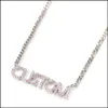 Pendant Necklaces Custom Name Necklace Mini Letter With Cuban Chain Cubic Zirconia Personalized Pendant Necklaces Fashion Hi Dhgarden Dhpuc