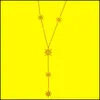 Pendant Necklaces Fashion Northstar Collier Collares Delicate Hexagram Long Bar Pendent Necklace Charm Chain Jewelry Accesso Dhgarden Dhhlc