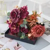 Decorative Flowers 5 Bundles Pink Peony Bouquet Artificial High Quality Home Decoration Accessories Table Setting Wedding Flower