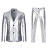 Men's Suits Blazers Shiny Gold 2 Pieces BlazerPants Terno Masculino Fashion Party DJ Club Dress Tuxedo Suit Men Stage Singer Clothes 221128