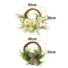 Decorative Flowers Artificial Flower Rose Sunflower Spring Wreath Green Fern Leaves Front Door Indoor Wall Decor Easter Home Christmas