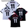 Custom 11 Hopkins Mayfield voetbaljersey gestikt Black White Eventuele namen Nummer maat S-4XL Jerseys