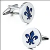 Cuff Links Classic Fleur De Lis Cufflinks Blue Enamel Pattern Sier Color Cuff Links For French Drop Delivery Jewelry Tie Clas Dhgarden Dhkwd