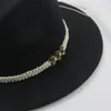 Basker vinter hattar för kvinnor höst hatt fedora filt man panama casual vintage western cowboy chain wide rim 62m Sombrero Hombre