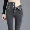 Women's Jeans Winter Thick Velvet Women High Waist Skinny Simple Fleece Warm Slim Fit Stretch Ladies Casual Denim Mom Pencil Pants 221128