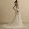 Illusion O Neck Długie rękaw koronkowy suknia ślubna dla kobiet 2022 Bride Summer Sexy Backless Bridal Boho Gown