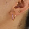 후프 귀걸이 금 충진 흰색 블루 그린 레드 청록색 클래식 CZ Fit DIY 매력 22mm 화려한 huggie Earring