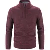 Heren Truien Herfst Winter Dikke Gebreide Truien Effen Kleur Rits Mock Hals Slim Fit Gebreide Causale Man 221129