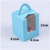 Cupcake Single Cupcake Boxes With Clear Window Handle Portable Aron Box Mousse Cake Snack Paper Package Birthday Party Supply 103 Dr Dhdjh