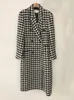 Kvinnors ull blandar mode Houndstooth Woolen Coat Kvinna Vinter tjock och varma långa damer Autumn Casual Suit Collar Top kläder 221128