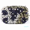 Kv￤llsp￥sar Kvinnor Clutches Party Luxury Handmade Blue Beaded Pearl Wedding Purse Chair Shoulder Female Bankettkl￤nning Koppling 221128