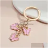 Key Rings Cute Keychain Colorf Butterfly Key Ring Handbag Purse Pendant Insect Keyring For Women Girls Bag Accessorie Handmade Jewel Dh3F9