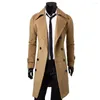 Trench Coats Masculino Jaqueta Casual Masculina Outono Inverno Casaco Turndown Gola Bolsos Cores Puras Quentes