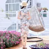 Ethnic Clothing Sheng Coco Elegant Oriental Dresses Modern Chinese Cheongsam Qipao Women Flowers Bird White Party Dress