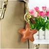 Nyckelringar Creative Pu Leather Tassel Key Ring Cute Bag Pendant Fempointed Star Car Keychains Fashion Charm Keychain Drop Delivery Je Dhoal