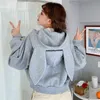 Women's Hoodies Sweatshirts Spring Autumn Kawaii Style Women Funny Rabbit Long Ears Hooded Sweatshirt Sleeve Casual Zip Up Short Hoodie 221129