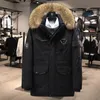 Gilet da uomo Piumino invernale Caldo impermeabile con cappuccio Anatra bianca Moda Parka Collo in pelliccia staccabile 221129