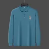 Men's Polos Fashion Embroidery Long Sleeve POLO Shirt Solid Color Lapel Business Casual 221128