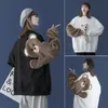 Women's Hoodies Sweatshirts Oversized Hoodie Cartoon Bear Patchwork Long Sleeve Women Sweetshirts Kawaii O-Neck Pullover Couple Sweatshirt Spring/Autumn 221129