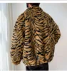 Mode hommes pluz veste Designer luxe léopard manteau hiver fermeture éclair épaisse fourrure vêtements d'extérieur Cardigan décontracté ample chaud manteau vêtements