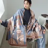 Scarves Animal Print Winter Cashmere Scarf Women Thick Warm Shawls And Wraps Brand Designer Horse Printed Pashmina Blanket Cape 221129
