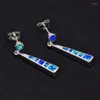 Stud Küpe Toptan Perakende Moda Mavi Beyaz Fine Fine Opal 925 Sterling Şerit Takı EJL1631005