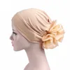 New Woman Beautiful Flower Turban Hats Muslim Women's Hijabs Elastic Cloth Head Cap Hat Ladies Hair Accessories Scarf Cap