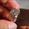Bandringe 3 Karat Diamantring f￼r M￤nner Rock 14K Gold Schmuck Anillo Esmaltado Sier 925 Bague Diamant Bizuteria Ringe Drop d Dhgarden Dhwbs