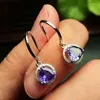 Dangle Earrings YH-ZL Female Austrian Crystal Round Earring White Gold Purple Zircon Wedding Hook For Women Jewelry