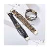 Charmarmband Leopard PU -armband Bangle l￤der Wrap armband Handgjorda Mtilayer manschettarmband med magnetisk l￥s f￶r flickor Wom DHMA8