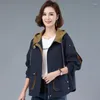 Giacche da donna 2022 Cappotto allentato coreano femminile Piccola madre Splicing casual Tutto-fiammifero Top in cotone da donna Primavera Autunno Giacca corta con cappuccio A620