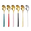 Dinnerware Sets 304 Stainless Steel Round Head Serving Dessert Spoon Fork Coffee Tablespoon Honey Specialty Spoons Kitchen Gadget Tableware