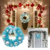 Decoratieve bloemen Creative Blue Bow Gift Box Ofgarland Kerstmuur Decoratie Deur slingerdeur raam op hangende crack