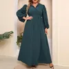 Plus Size Dresses Women Shirt Long Dress Trumpet Sleeve Soild Color Lapel Button Autumn Winter Elegant