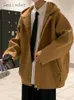 Мужские куртки Gmiixder короткая ветра зимняя тенденция винтаж шикарные шерстяные пальто высокого класса с капюшоном Корейский хип -хоп красивый молнии на молнии 221129