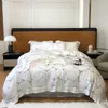 Sängkläder sätter 100 naturlyocell vit grå geometrisk täcke täckning set mjukaste kylning eukalyptus lakan kuddväskor dubbel drottning 221129