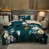 Bedding sets Vintage Dark Green Blossom Duvet Cover Set King Queen Double Soft Egyptian Cotton Comforter Zipper Bed Sheet Pillowcases 221129