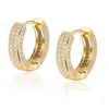Hoop Huggie 18K Gold Plated Copper Zircon Accor Men Women Hip Hop Jewelry Iced Out Stud Elings Bling Diamond arring for dhelw
