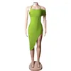 Abiti casual Celebrity Bandage Dress Donna Estate Verde con spalle scoperte Senza maniche Aderente con spacco alto Mid Fadhion Vintage