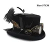 Berets Women Men Wool Handmade Steampunk Top Hat with Steam Punk Gear Gear Feather Fedora Cosplay Party 4 Size 4Color