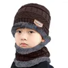 Bonés de bola chapéu de inverno infantil cachecol terno de duas peças veludo conjuntos quentes de boné