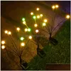 Solar Garden Lights Firefly Outdood Waterproof Home Cam Park Dekoracja ciepła biała kolof