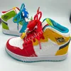 2023 Designer 1 Kids Basketball Shoes Infants Toddler Childrens Blue Pink Green Bred board trainers Sneakers Sports Outdoor Christmas Gift size Eur 26-37