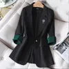 Abiti da donna Giacca da abito casual Primavera ed estate Cappotto monopetto da donna a mezza manica sottile con temperamento da donna