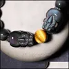 Contas naturais real arco -íris olho de olho preto obsidiano contas pixiu pulseira de jóias de charams para homens mulheres gota de dhgarden dhzjw