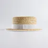 Berretti 2022 Estate paglia di grano paglietta cappello piatto per le donne berretto a tesa larga Femme Ete Beach cappelli da sole Sombreros De Sol Chapeau Paille