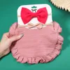3Pcs/Set Solid Muslin Cotton Baby Bows Headband Bib Set Boy Girls Feeding Drool Saliva Towel Burp Cloth Adjustable Infant Scarf